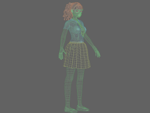 Anime school Girl V23786 3D Модель