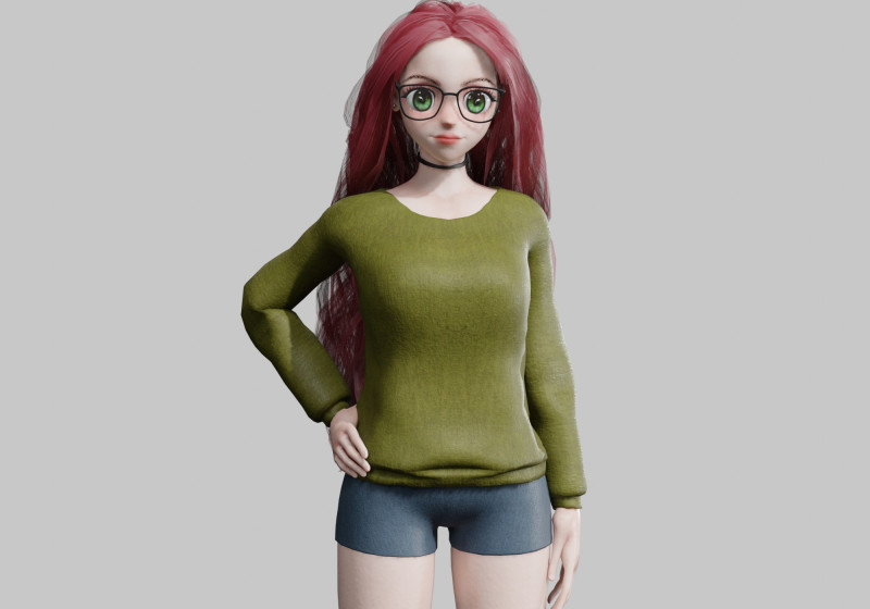 Anime stylized Girl V37335 3D Model .c4d .max .obj .3ds .fbx .stl .blend