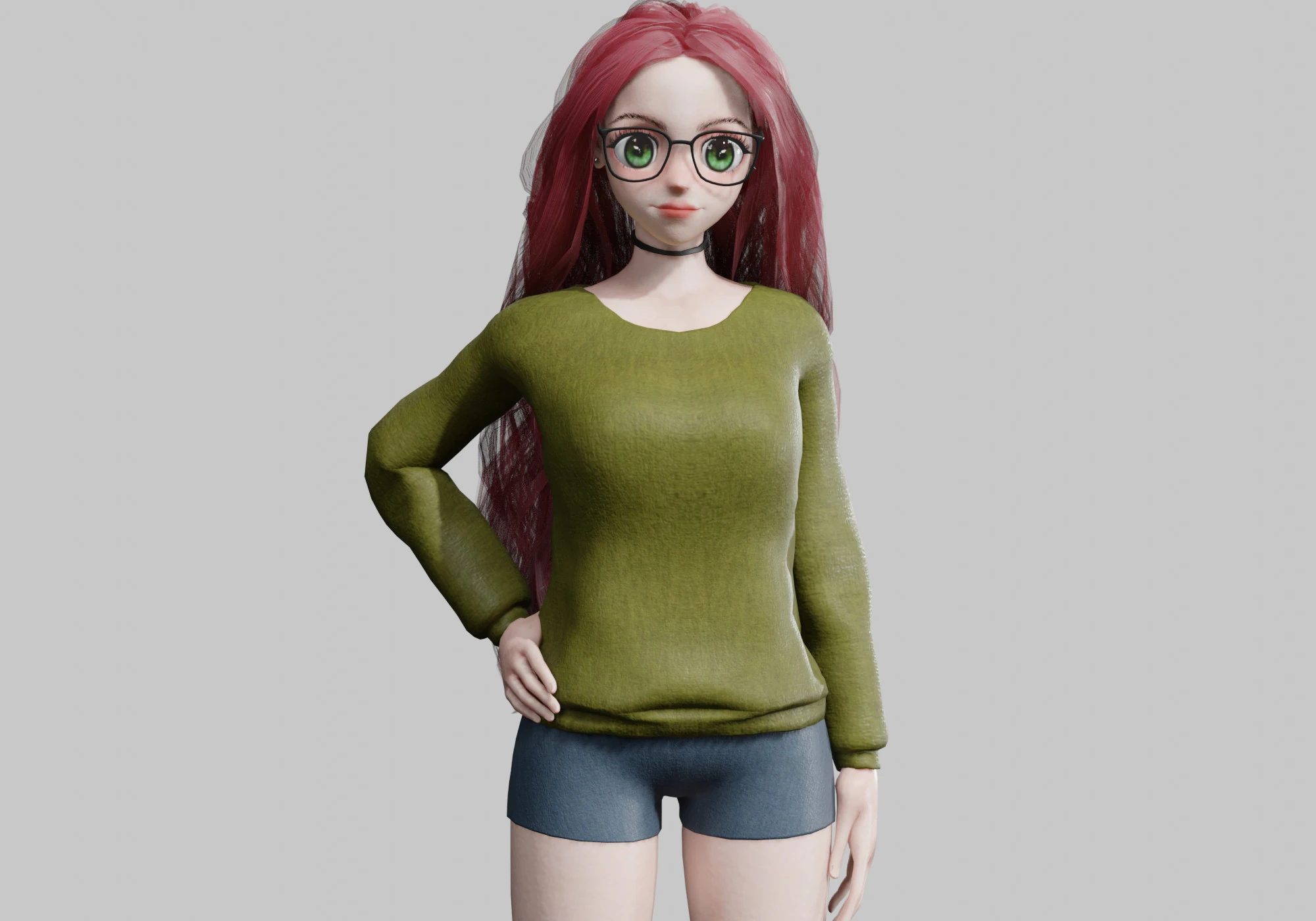 Anime stylized Girl V37335 3D Model .c4d .max .obj .3ds .fbx .stl .blend 