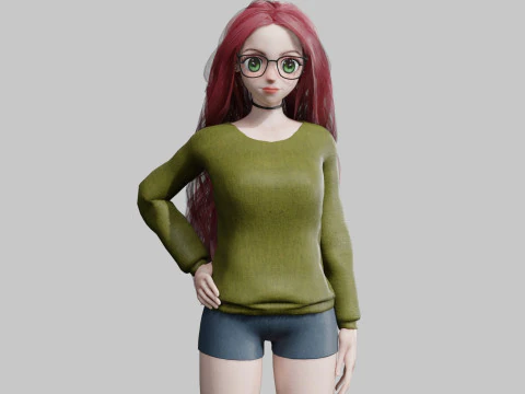 एनीमे स्टाइल गर्ल V37335 3D मॉडल