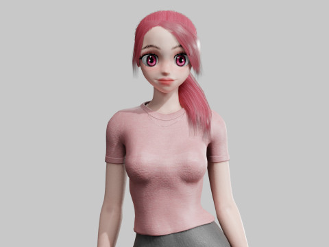 Anime teen Girl V20598 3D Model