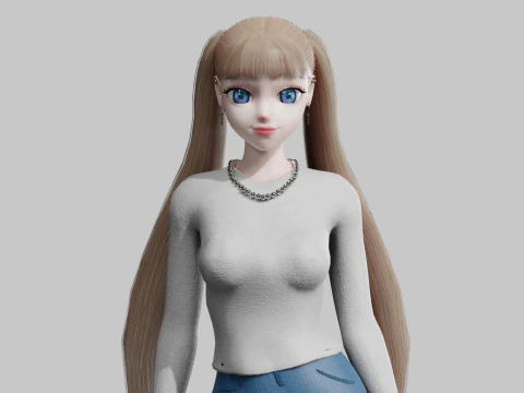 Basic anime Girl V26202 3D Model