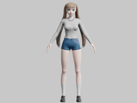 Basic anime Girl V26202 3D Модель
