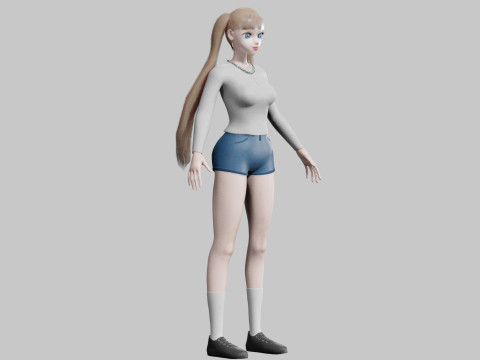 Basic anime Girl V26202 3D Модель