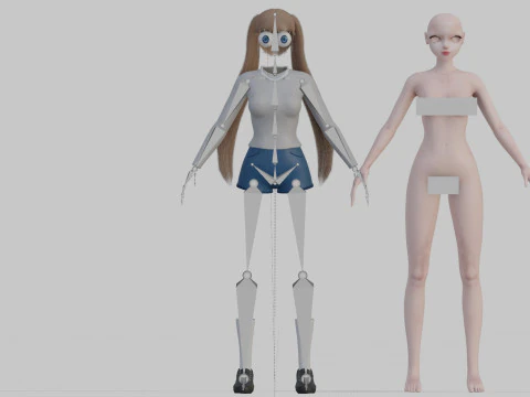 Basic anime Girl V26202 3D Model