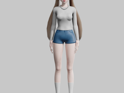 Basic anime Girl V26202 3D Модель
