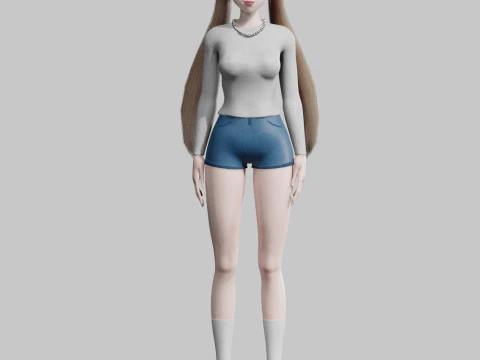 Basic anime Girl V26202 3D Model