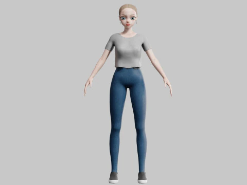 Basic cool Girl V20947 3D Model