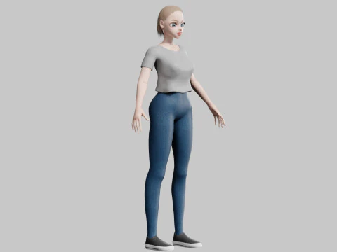 Basic cool Girl V20947 3D Model