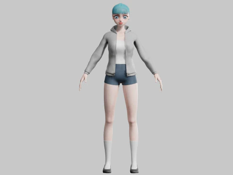 Basic cute Girl V23680 3D Model