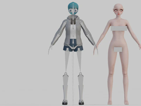 Basic cute Girl V23680 3D Model