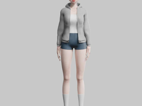 Basic cute Girl V23680 3D Model