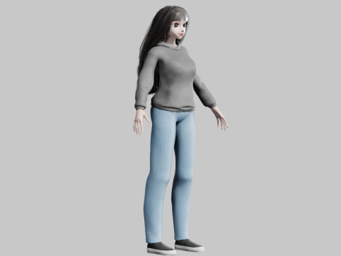 Beautiful anime Girl V35625 Modello 3D