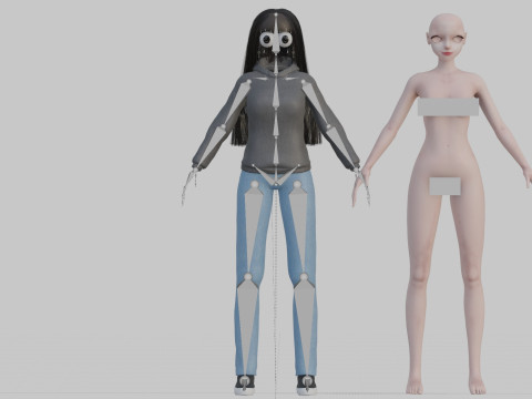 Beautiful anime Girl V35625 Modello 3D