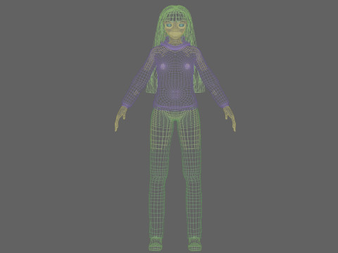 Beautiful anime Girl V35625 Modello 3D