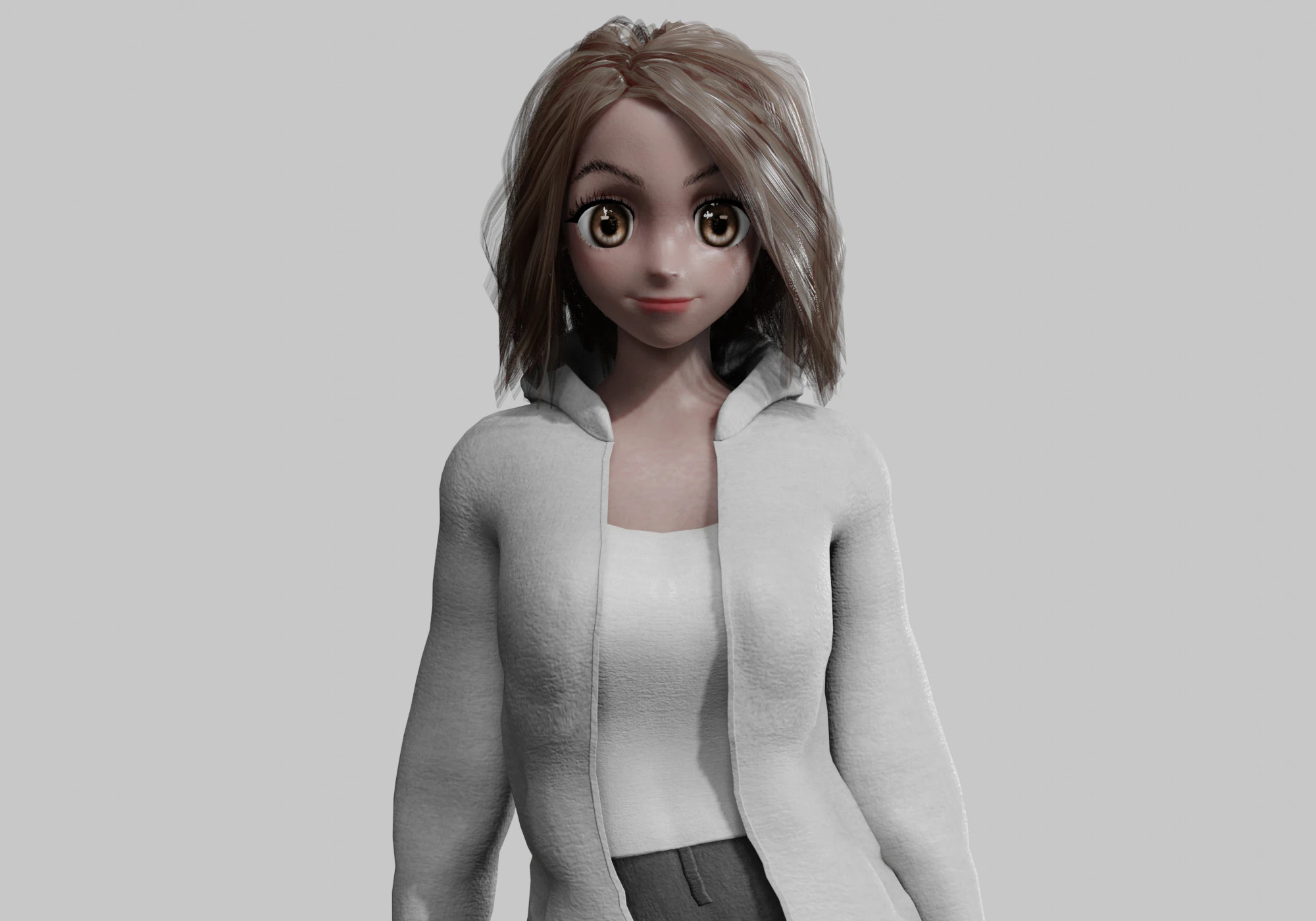 Black anime Girl V35772 3D Model .c4d .max .obj .3ds .fbx .stl .blend 
