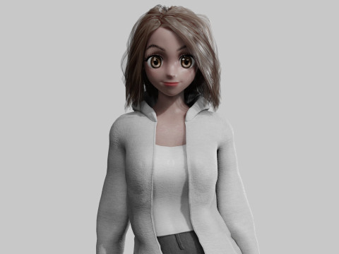 Black anime Girl V35772 3D Model