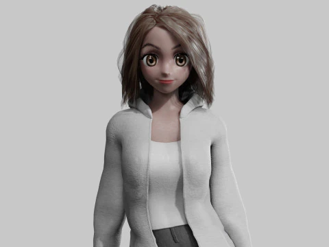 Menina anime preta V35772 Modelo 3D