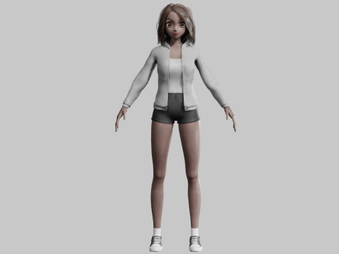 Black anime Girl V35772 Modello 3D