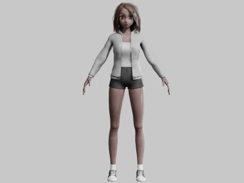 Black anime Girl V35772 3D Model