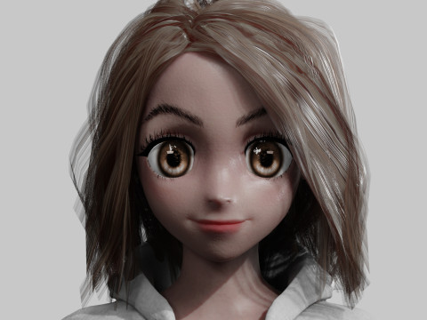 Black anime Girl V35772 Modello 3D