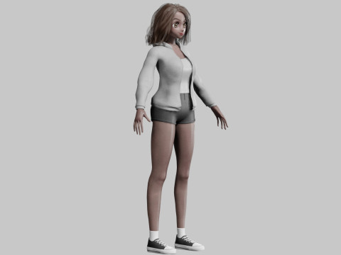 Black anime Girl V35772 Modello 3D