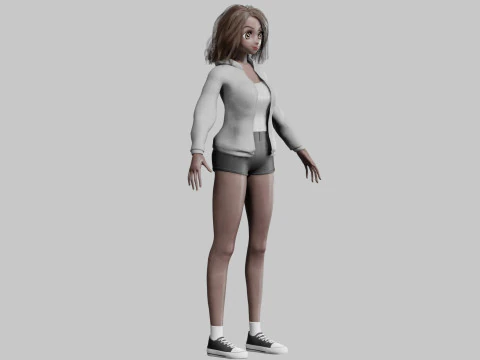 Black anime Girl V35772 3D Model