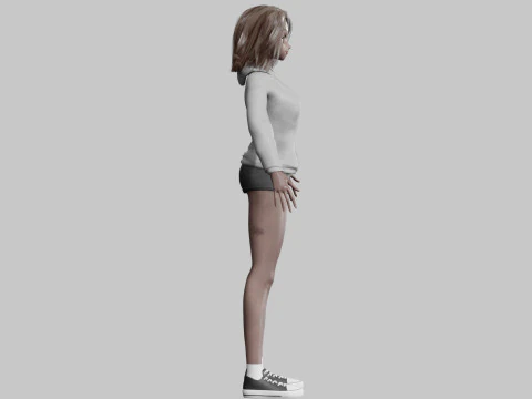Black anime Girl V35772 3D Model