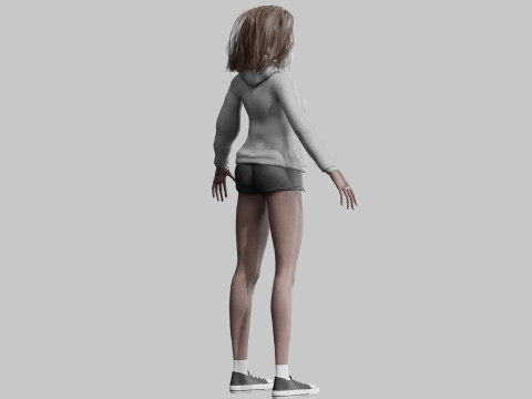 Black anime Girl V35772 Modello 3D