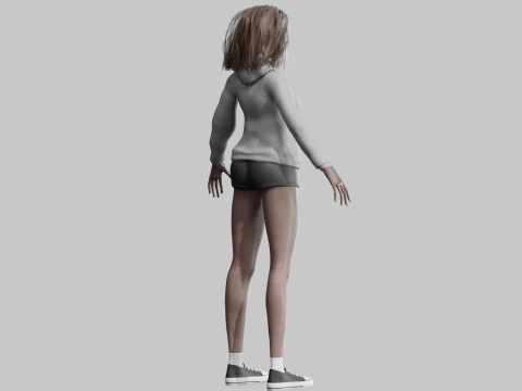 Black anime Girl V35772 3D Model