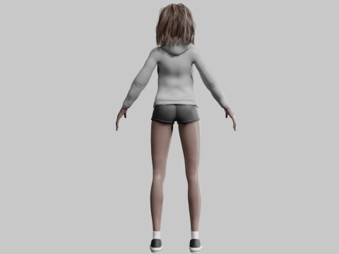 Black anime Girl V35772 Modello 3D