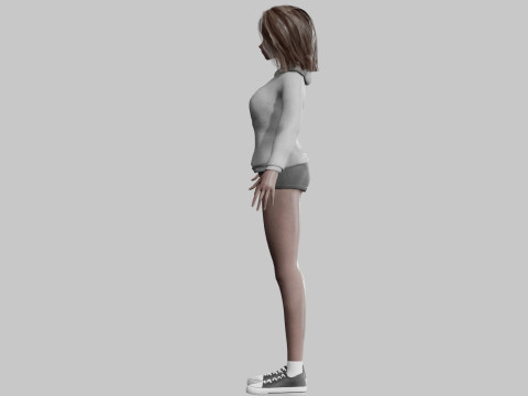 Black anime Girl V35772 Modello 3D