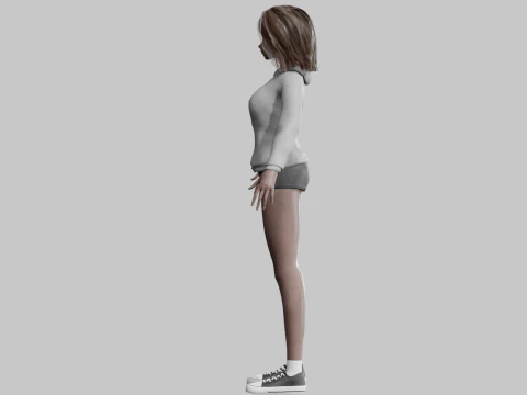 Black anime Girl V35772 3D Model
