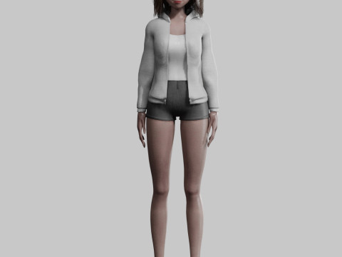 Black anime Girl V35772 Modello 3D