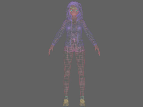 Black anime Girl V35772 Modello 3D