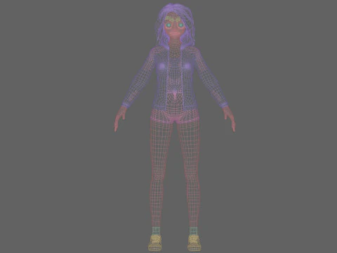 Black anime Girl V35772 3D Model