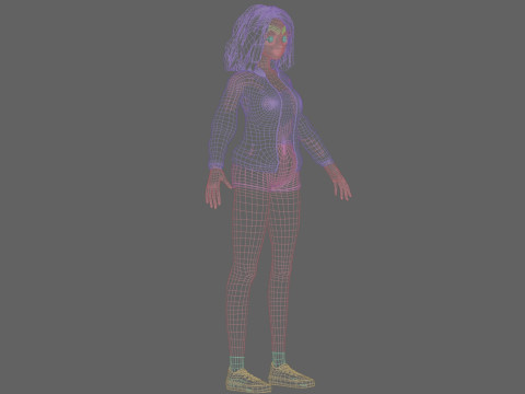 Black anime Girl V35772 Modello 3D