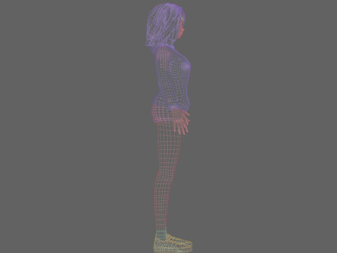 Black anime Girl V35772 Modello 3D