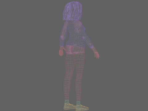 Black anime Girl V35772 Modello 3D