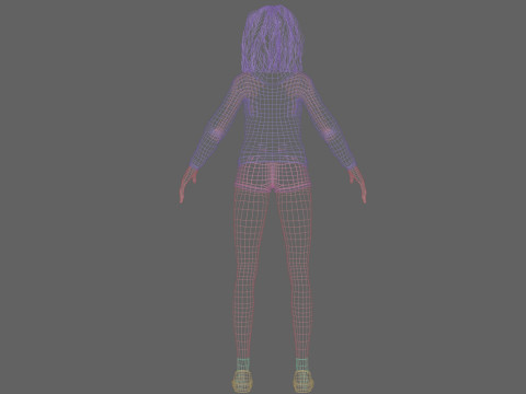 Black anime Girl V35772 Modello 3D