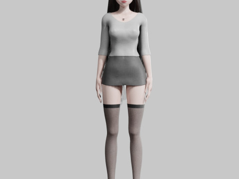 Cartoon cute Girl V24843 Modello 3D