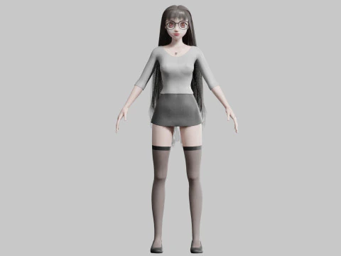 Cartoon cute Girl V24843 3D Model