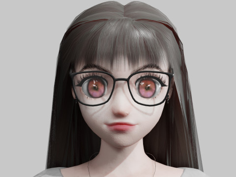 Cartoon cute Girl V24843 Modello 3D