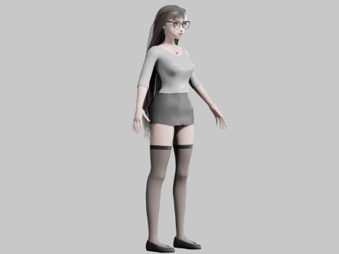 Cartoon cute Girl V24843 Modello 3D