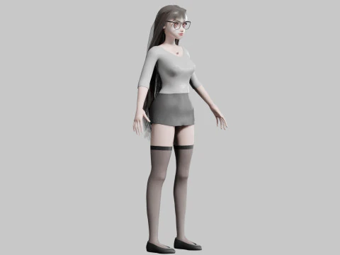 Cartoon cute Girl V24843 3D Model