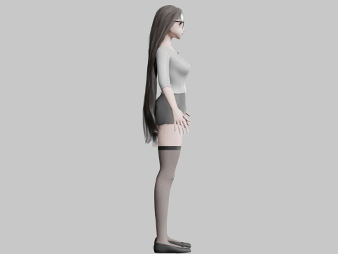 Cartoon cute Girl V24843 Modello 3D
