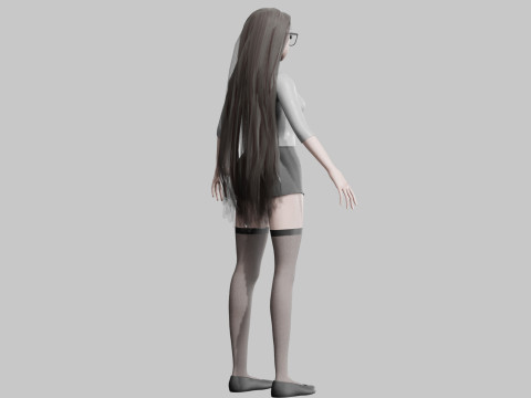 Cartoon cute Girl V24843 Modello 3D
