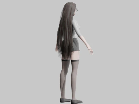 Cartoon cute Girl V24843 3D Model