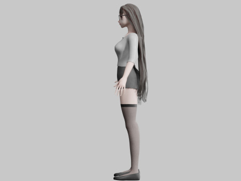 Cartoon cute Girl V24843 Modello 3D