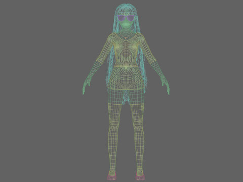 Cartoon cute Girl V24843 Modello 3D